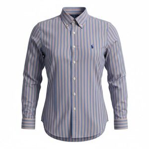 Ralph Lauren Classic Fit Button Down Shirt Mens XL Blue Orange Stripe Cotton